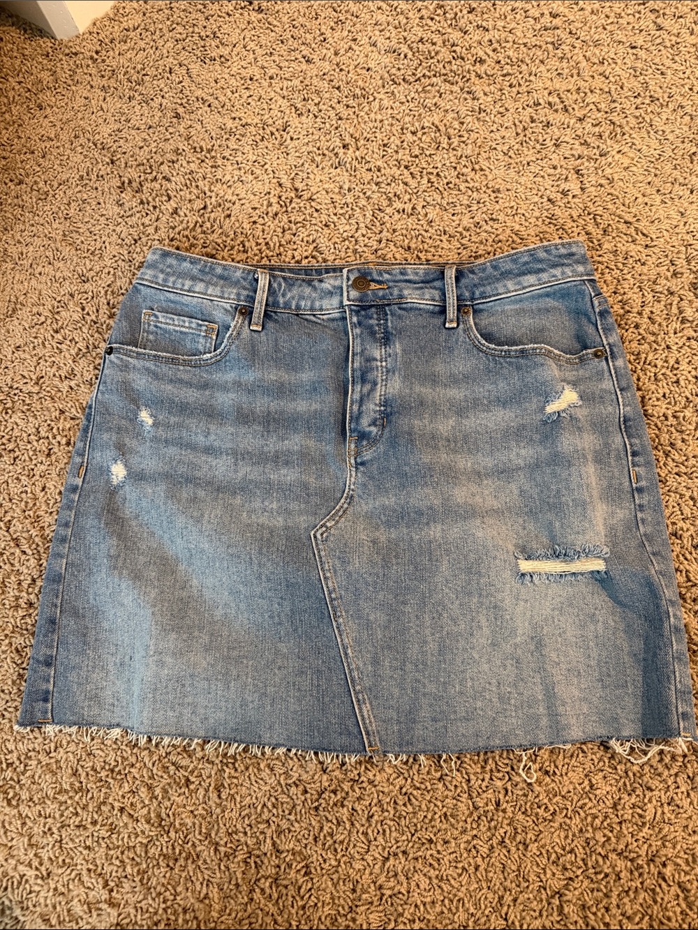 Old Navy Light Blue Distressed Denim Mini Skirt